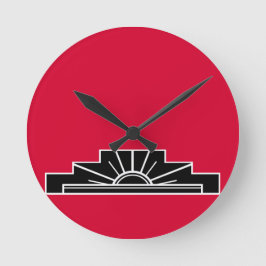 Art Deco Motif in zwart-wit en rood Ronde Klok