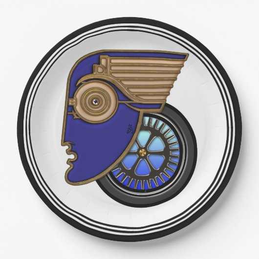 Art Deco Motorhead Papieren Bordje (Voorkant)