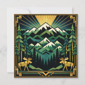 Art Deco Mountain Forest Birthday Party Kaart (Achterkant)