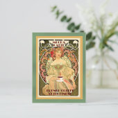 Art deco Mucha Latte Briefkaart (Staand voorkant)