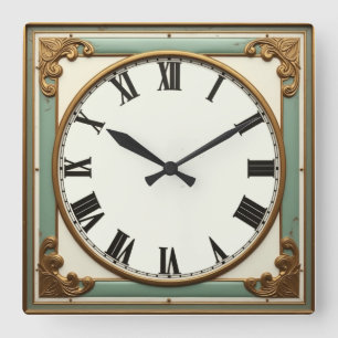 Art Deco Munt Vierkante Klok