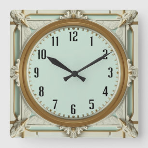 Art Deco Munt Vierkante Klok