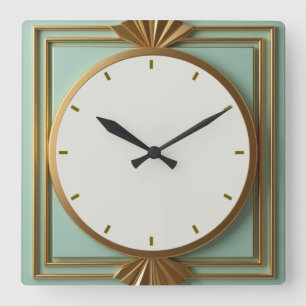 Art Deco Munt Vierkante Klok