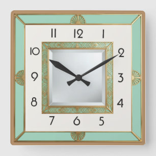 Art Deco Munt Vierkante Klok