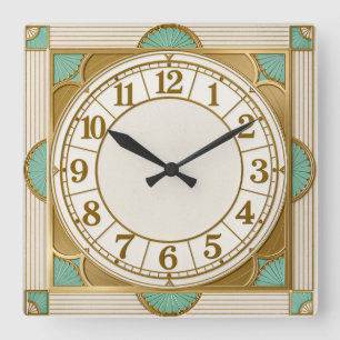 Art Deco Munt Vierkante Klok