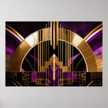 Art Deco Music Hall, Paars, Gold, zwart