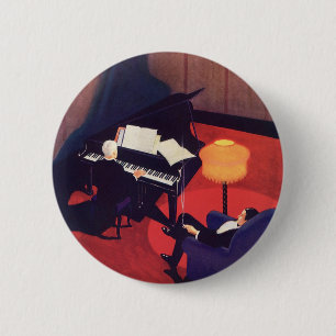  Art Deco Music Lounge Piano Player Pianist Ronde Button 5,7 Cm