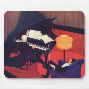 Art Deco muziek lounge piano speler pianist vintag Muismat