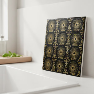 Art Deco Naadloze Steruitbarsting Geometrisch Pat# Tegeltje