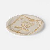 Art Deco Naam 40e Bruiloft Jubileum Parelcrème Papieren Bordje (Gekanteld)