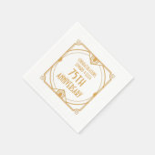 Art Deco Naam 75e bruiloft Jubileum Goud Wit Servet (Hoek)
