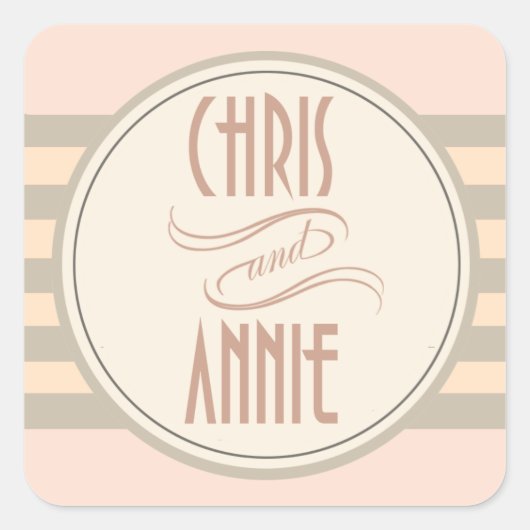 Art Deco  namen | blozen Vierkante Sticker (Voorkant)