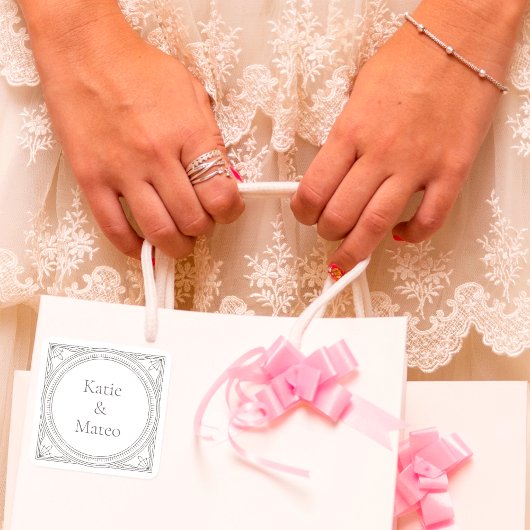 Art Deco namen echtpaar elegant Vierkante Sticker