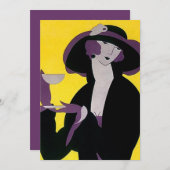 Art Deco namiddags Tea-uitnodigingen HIgh Kaart (Voorkant / Achterkant)