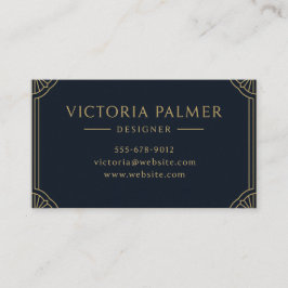 Art Deco Navy and Gold Luxury Business Card Visitekaartje