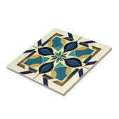 Art Deco Navy Bloemen Tegeltje (Zijkant)