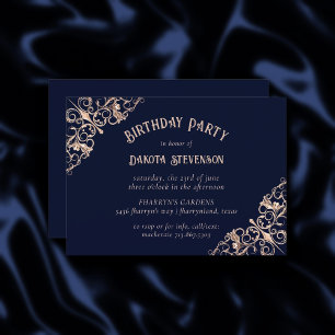 Art Deco Navy Blue en Blush   Geometrisch Kaart