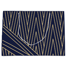 Art Deco Navy en Gold Large Gift Bag