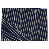 Art Deco Navy en Gold Large Gift Bag Groot Cadeauzakje (Achterkant)