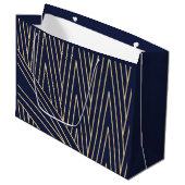 Art Deco Navy en Gold Large Gift Bag Groot Cadeauzakje (Voorkant Gekanteld)