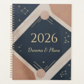 Art Déco Navy Or 2026 Rêves & Projets Céleste (Devant)