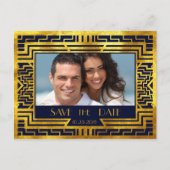 Art Déco Navy Or Géométrique Moderne Carte de Sauv (Devant)