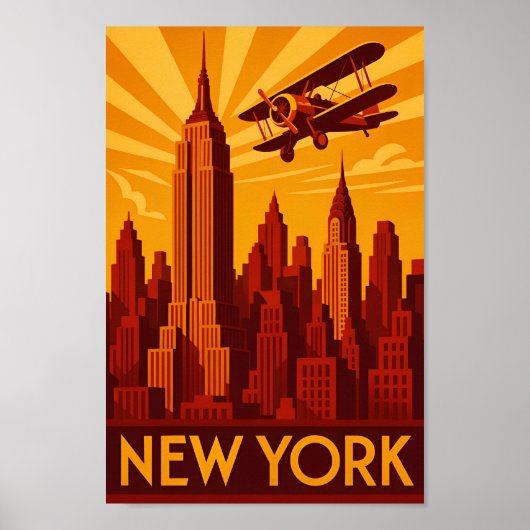 Art deco New York poster print (Devant)