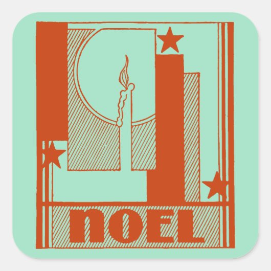 Art Deco Noel Kerstmis Vierkante Sticker (Voorkant)