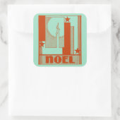 Art Deco Noel Kerstmis Vierkante Sticker (Tas)