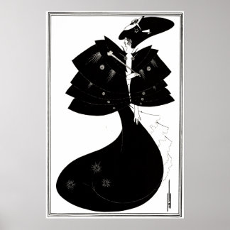 Art Deco/Nouveau ~ De zwarte cape van Beardsley Poster