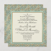 Art Deco Nouveau Faux Gold Floral Damask Lace Kaart (Voorkant / Achterkant)