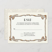 Art Deco Nouveau Gatsby Style Gold in Lace RSVP Kaartje (Voorkant / Achterkant)