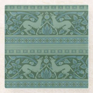 Art Deco Nouveau Hond Natuur Dierenpatroon Glazen Onderzetter