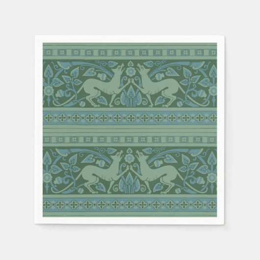 Art Deco Nouveau Hond Natuur Dierenpatroon Servet (Voorkant)