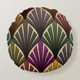 art deco, nouveau, hunter green, marineblauw, geel rond kussen