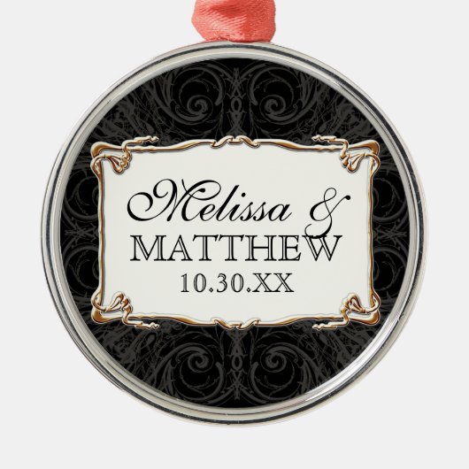 Art Deco Nouveau Lace in Gold Kijk op maat Metalen Ornament (Voorkant)