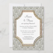 Art Deco Nouveau Modern Fan Shell Pattern Save The Date (Achterkant)