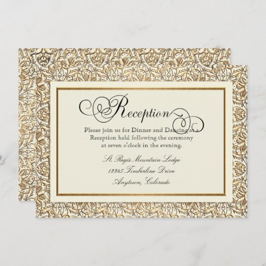 Art Deco Nouveau Nepgoud Bloemendamask Kanten Informatiekaartje (Voorkant / Achterkant)