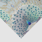 Art Deco Nouveau Peacock Vlinder Blauw Decoupage Tissuepapier (Detail)