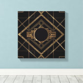 Art deco, nouveau, , zwart, goud, chic, elegant, canvas afdruk (Insitu (Houten vloer))