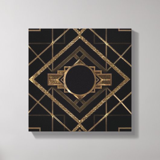 Art deco, nouveau, , zwart, goud, chic, elegant, canvas afdruk (Voorkant)