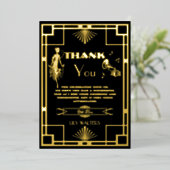 Art Deco Nouveu Gatsby Roaring Twenties Bedankt Folie Uitnodiging (Staand Voorkant)