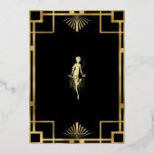 Art Deco Nouveu Gatsby Roaring Twenties Bedankt Folie Uitnodiging (Achterkant)