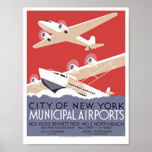  Art Deco NYC gemeentelijke luchthaven WPA Poster