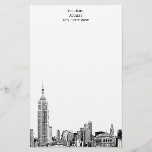 Art Deco NYC Silhouette Gegraveerd 01 Briefpapier