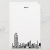 Art Deco NYC skyline geëtst 01 briefpapier (Voorkant / Achterkant)