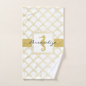 Art Deco Ocean Wave Patten Gold Glitter Seahorse Bad Handdoek (Handdoek)
