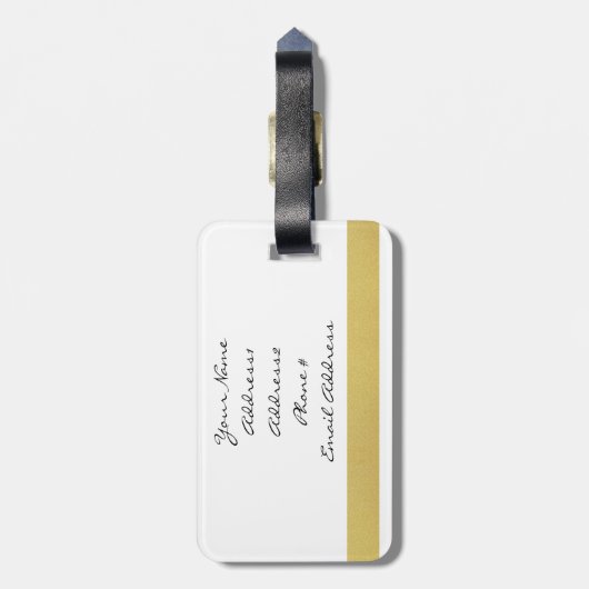 Art Deco Ocean Wave Patten Gold Glitter Seahorse Bagagelabel (Achterkant verticaal)