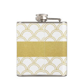 Art Deco Ocean Wave Patten Gold Glitter Seahorse Heupfles (Achterkant)