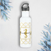 Art Deco Ocean Wave Patten Gold Glitter Seahorse Waterfles